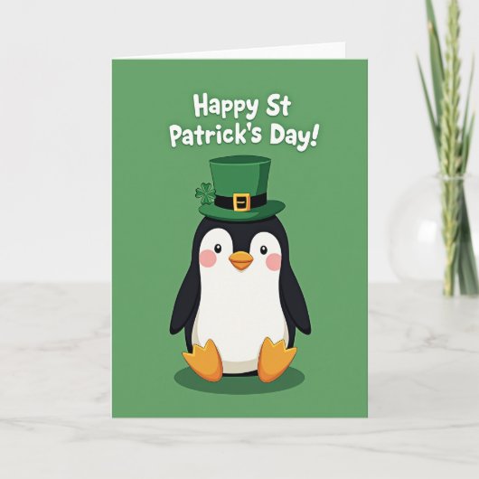 Penguin St Patricks Day Card カード (正面)