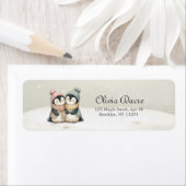 Penguin Twins Baby Shower Neutral Winter ラベル (インサイチュ)