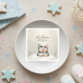 Penguin Twins Baby Shower Winter Theme Boy Girl  スタンダードカクテルナプキン