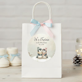 Penguin Twins Baby Shower Winter Theme Wonderland ラウンドシール