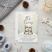 Penguin Twins winter Baby Shower Boy Girl Neutral 招待状