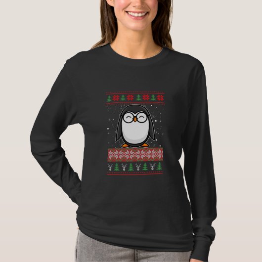 Penguin Ugly Christmas Sweater Tシャツ (正面)