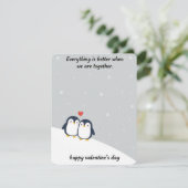 Penguin Valentine Love Card Cute Romantic Couples シーズンカード (スタンド正面)