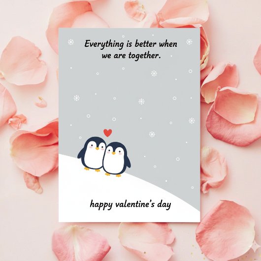 Penguin Valentine Love Card Cute Romantic Couples シーズンカード