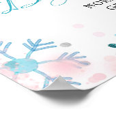 Penguin Winter Gender Reveal Welcome Sign Card ポスター (角)