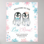 Penguin Winter Gender Reveal Welcome Sign Card ポスター<br><div class="desc">Penguin Winter Gender Reveal Welcome Sign Card</div>