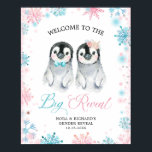 Penguin Winter Gender Reveal Welcome Sign Card ポスター<br><div class="desc">Penguin Winter Gender Reveal Welcome Sign Card</div>
