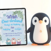 Penguin Winter One-derland 1st Birthday 招待状