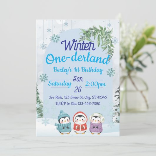 Penguin Winter One-derland 1st Birthday 招待状 (スタンド正面)