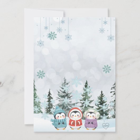 Penguin Winter One-derland 1st Birthday 招待状 (裏面)