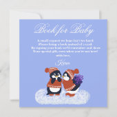 Penguin Winter Snow Birthday Baby Shower Book サンキューカード (正面)
