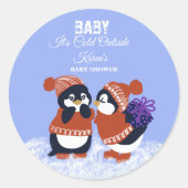 Penguin Winter Snow Birthday Baby Shower Cold ラウンドシール (正面)