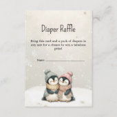 ​Penguin winter twin baby shower Diaper Raffle   エンクロージャーカード (正面)