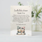 Penguin Winter Twins Baby Shower Boy Girl Neutral サンキューカード (スタンド正面)