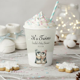 Penguin Winter Twins Baby Shower Boy Girl Neutral 紙コップ