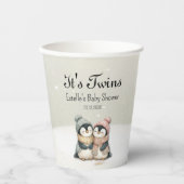 Penguin Winter Twins Baby Shower Boy Girl Neutral 紙コップ (正面)