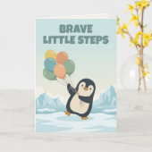 Penguin with Balloons | お子さまの励みにカスタム カード (黄色い花)