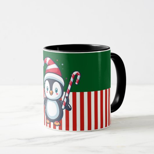 Penguin with Candy Cane マグカップ (正面右)
