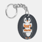 Penguin with Don't Miss Out Sign キーホルダー (正面左)
