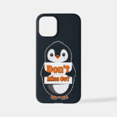 Penguin with Don't Miss Out Sign iPhoneケース (裏面)