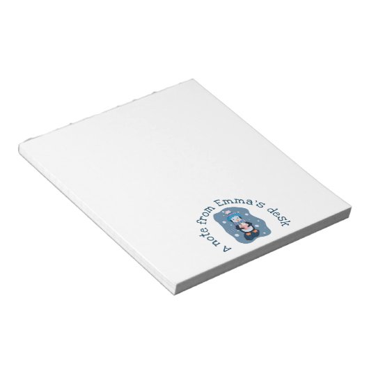 Penguin with Hot Cocoa Cup Winter Notepad ノートパッド (アングル)