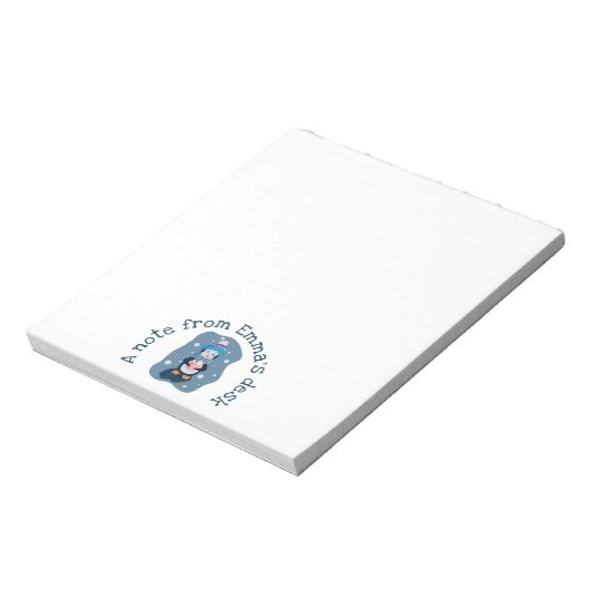 Penguin with Hot Cocoa Cup Winter Notepad ノートパッド (回転)