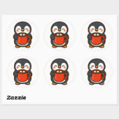 Penguin With Hot Cocoa – Cute Animal Sticker ラウンドシール (シート)
