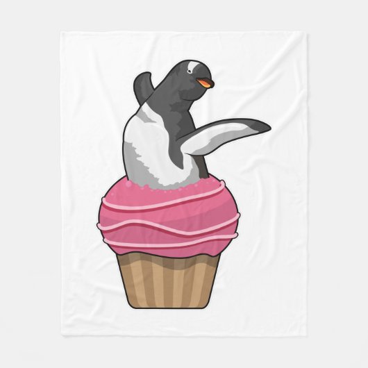 Penguin with Muffin フリースブランケット (正面)