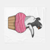 Penguin with Muffin フリースブランケット (正面(横))