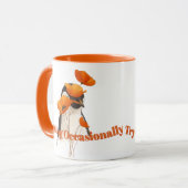 Penguin with Orange Poppy Flowers Botanical Art T- マグカップ (正面左)