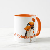 Penguin with Orange Poppy Flowers Botanical Art T- マグカップ (正面右)