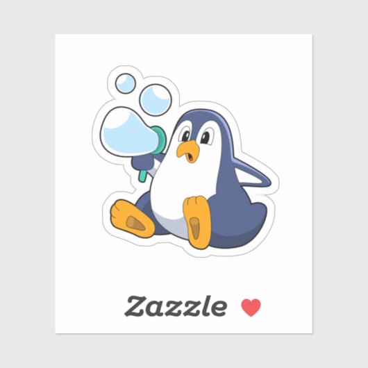 Penguin with Soap bubbles.PNG シール (シート)