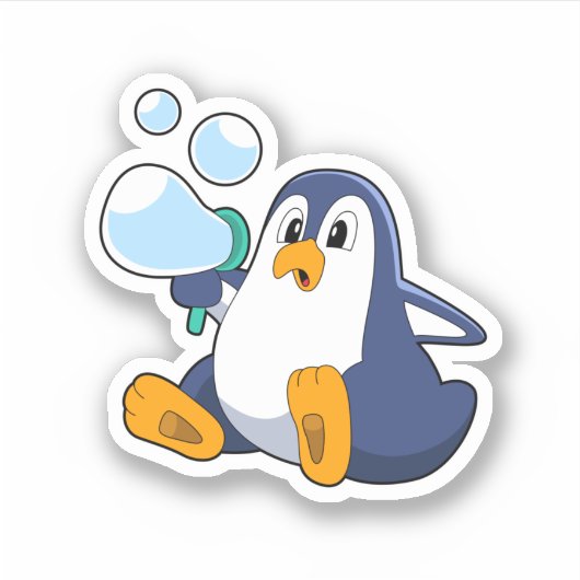 Penguin with Soap bubbles.PNG シール (正面)