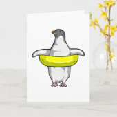 Penguin with Swim ring カード (黄色い花)