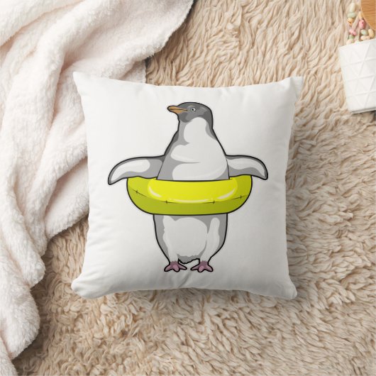 Penguin with Swim ring クッション (ブランケット)