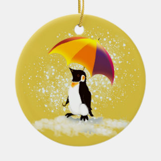 Penguin with Umbrella セラミックオーナメント