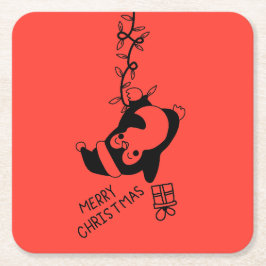 Penguine distributing christmas gifts スクエアペーパーコースター