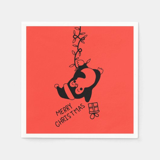 Penguine distributing christmas gifts スタンダードカクテルナプキン (正面)
