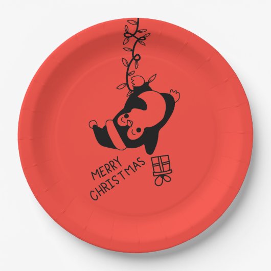 Penguine distributing christmas gifts ペーパープレート (正面)