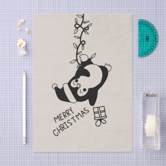 Penguine distributing christmas gifts 薄葉紙 (クラフト)