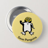 PENGUINS -救絶滅危惧動物グラフィック – 黄色 缶バッジ (正面&裏面)