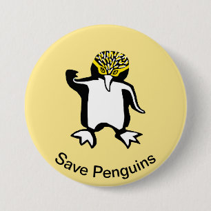 PENGUINS -救絶滅危惧動物グラフィック – 黄色 缶バッジ