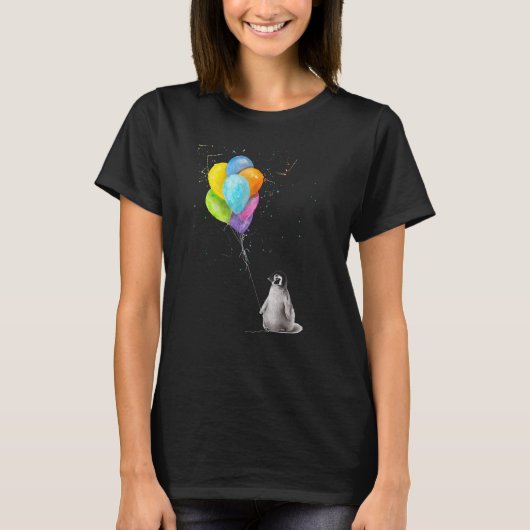 Penguins Can't Fly cute penguin with Balloons no o Tシャツ (正面)