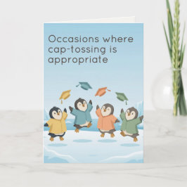 Penguins Celebrating Graduation | Dry Humour カード