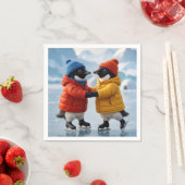 Penguins Ice Skating  スタンダードカクテルナプキン (インサイチュ)