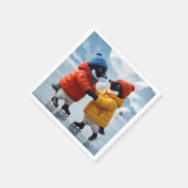 Penguins Ice Skating  スタンダードカクテルナプキン (角)
