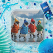 Penguins Ice Skating On an Arctic Lake ペーパープレート (パーティー)