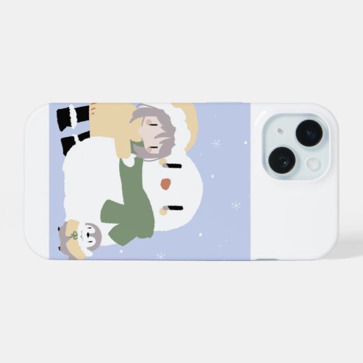 Penguins Playing in the Snow iPhone 15ケース (裏面横)