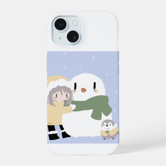 Penguins Playing in the Snow iPhone 15ケース (裏面)