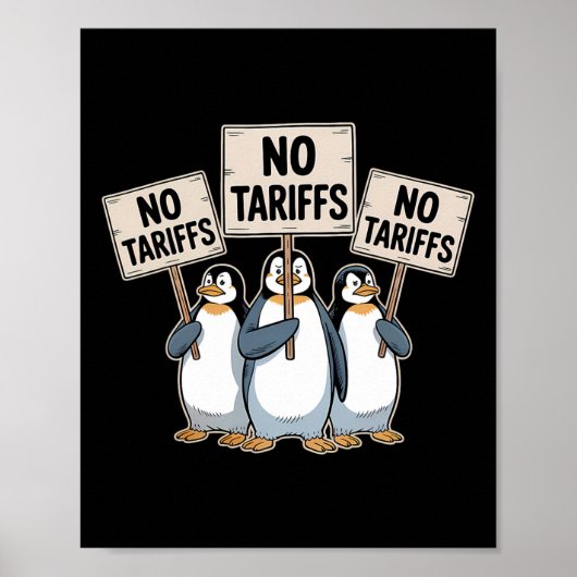Penguins Protest Against Trump Tariffs Funny Pengu ポスター (正面)